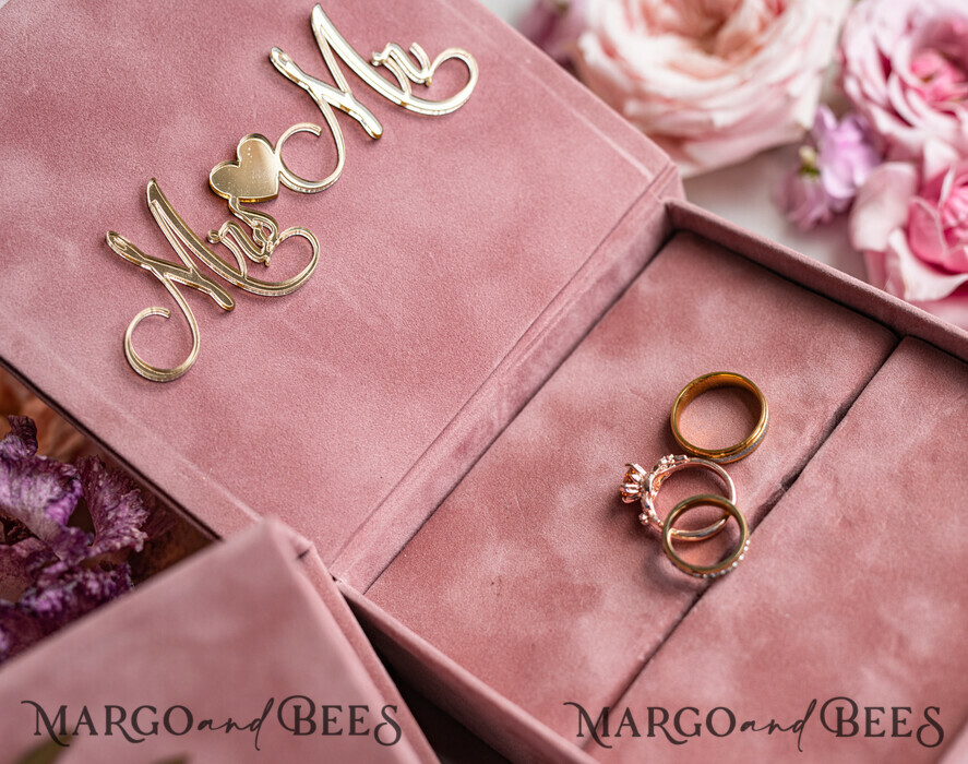 RING BEARER BOXES & PILLOWS Velvet ring box for wedding ceremony Personalised wedding box his and hers, Handmade wedding ring pillow • Glitter Ring Bearer Pillow • Boho Glam Ring Bearer