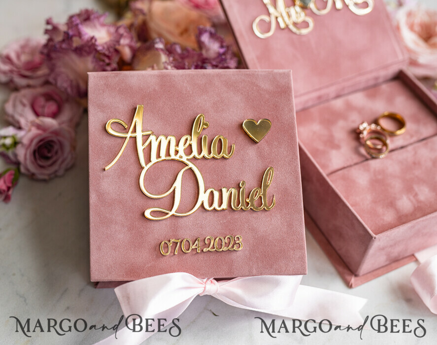 RING BEARER BOXES & PILLOWS Velvet ring box for wedding ceremony Personalised wedding box his and hers, Handmade wedding ring pillow • Luxury ring bearer pillow • Custom Glamour ring bearer