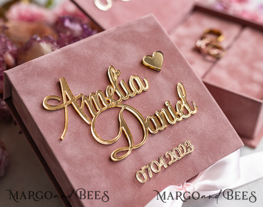 RING BEARER BOXES & PILLOWS Velvet ring box for wedding ceremony Personalised wedding box his and hers, Handmade wedding ring pillow • Luxury ring bearer pillow • Custom Glamour ring bearer