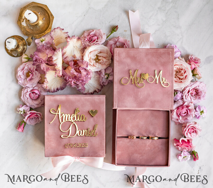 RING BEARER BOXES & PILLOWS Velvet ring box for wedding ceremony Personalised wedding box his and hers, Handmade wedding ring pillow • Luxury ring bearer pillow • Custom Glamour ring bearer