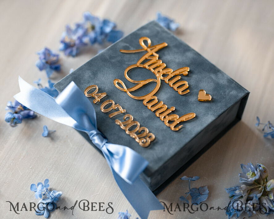 RING BEARER BOXES & PILLOWS Velvet ring box for wedding ceremony Dusty Blue Golden velvet Wedding Ring Box for ceremony, Ring Box for Wedding Ceremony 3 rings velvet, Boho Glam Wedding Ring Boxes his hers, Luxury Velvet Ring box double Custom Colors