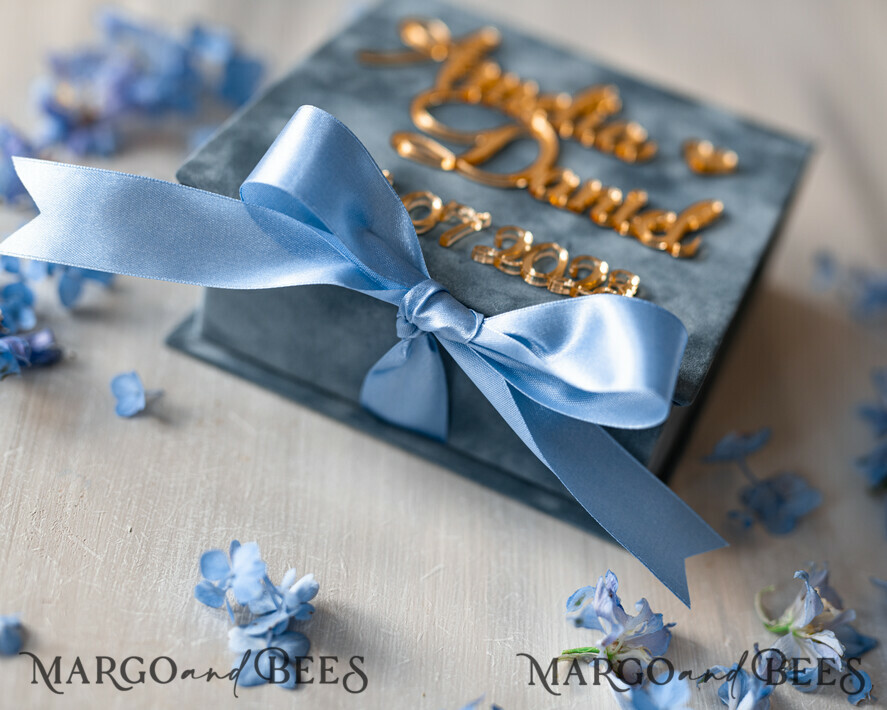 RING BEARER BOXES & PILLOWS Velvet ring box for wedding ceremony Dusty Blue Golden velvet Wedding Ring Box for ceremony, Ring Box for Wedding Ceremony 3 rings velvet, Boho Glam Wedding Ring Boxes his hers, Luxury Velvet Ring box double Custom Colors