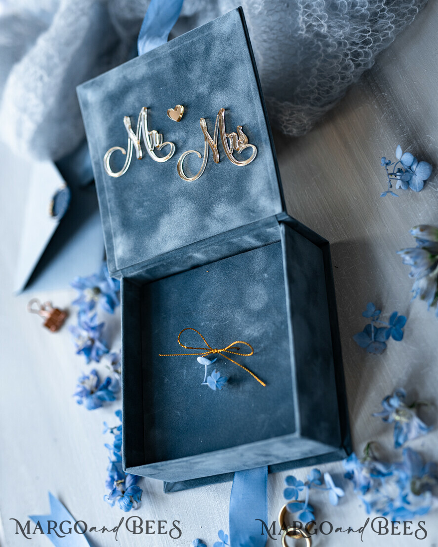 RING BEARER BOXES & PILLOWS Velvet ring box for wedding ceremony Dusty Blue Golden velvet Wedding Ring Box for ceremony, Ring Box for Wedding Ceremony 3 rings velvet, Boho Glam Wedding Ring Boxes his hers, Luxury Velvet Ring box double Custom Colors