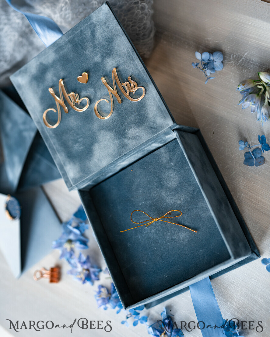 RING BEARER BOXES & PILLOWS Velvet ring box for wedding ceremony Dusty Blue Golden velvet Wedding Ring Box for ceremony, Ring Box for Wedding Ceremony 3 rings velvet, Boho Glam Wedding Ring Boxes his hers, Luxury Velvet Ring box double Custom Colors