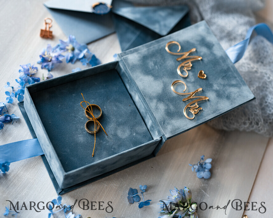 RING BEARER BOXES & PILLOWS Velvet ring box for wedding ceremony Dusty Blue Golden velvet Wedding Ring Box for ceremony, Ring Box for Wedding Ceremony 3 rings velvet, Boho Glam Wedding Ring Boxes his hers, Luxury Velvet Ring box double Custom Colors