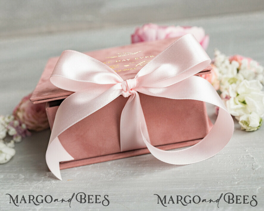 RING BEARER BOXES & PILLOWS Velvet ring box for wedding ceremony Luxury Velvet Wedding rings Box, Elegant Wedding Box velvet blush Pink, Delicate And Handmade Wedding rings Box