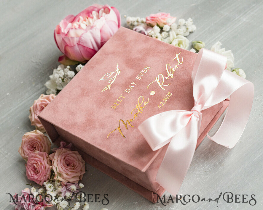 RING BEARER BOXES & PILLOWS Velvet ring box for wedding ceremony Luxury Velvet Wedding rings Box, Elegant Wedding Box velvet blush Pink, Delicate And Handmade Wedding rings Box