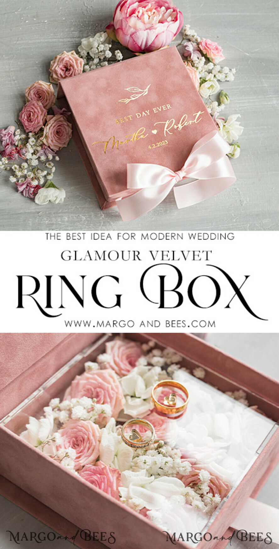 RING BEARER BOXES & PILLOWS Velvet ring box for wedding ceremony Luxury Velvet Wedding rings Box, Elegant Wedding Box velvet blush Pink, Delicate And Handmade Wedding rings Box