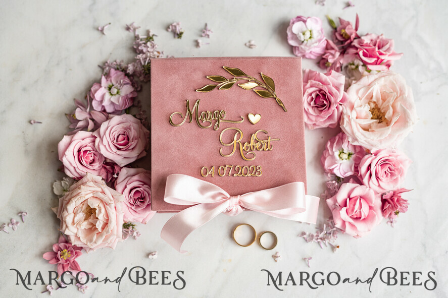 RING BEARER BOXES & PILLOWS Velvet ring box for wedding ceremony Blush Pink Golden velvet Wedding Ring Box for ceremony, Ring Box for Wedding Ceremony 3 rings velvet, Boho Glam Wedding Ring Boxes his hers, Luxury Velvet Ring box double Custom Colors