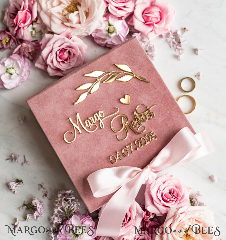 RING BEARER BOXES & PILLOWS Velvet ring box for wedding ceremony Blush Pink Golden velvet Wedding Ring Box for ceremony, Ring Box for Wedding Ceremony 3 rings velvet, Boho Glam Wedding Ring Boxes his hers, Luxury Velvet Ring box double Custom Colors