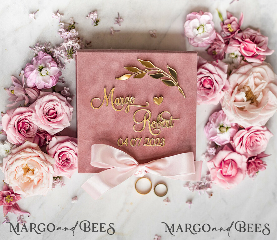 RING BEARER BOXES & PILLOWS Velvet ring box for wedding ceremony Blush Pink Golden velvet Wedding Ring Box for ceremony, Ring Box for Wedding Ceremony 3 rings velvet, Boho Glam Wedding Ring Boxes his hers, Luxury Velvet Ring box double Custom Colors