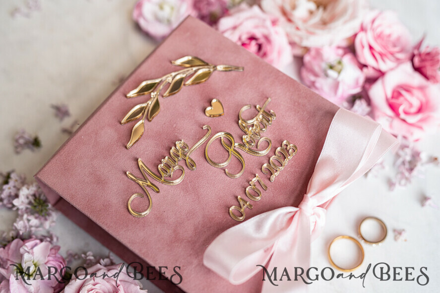 RING BEARER BOXES & PILLOWS Velvet ring box for wedding ceremony Blush Pink Golden velvet Wedding Ring Box for ceremony, Ring Box for Wedding Ceremony 3 rings velvet, Boho Glam Wedding Ring Boxes his hers, Luxury Velvet Ring box double Custom Colors