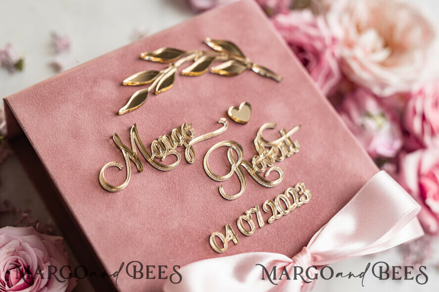 RING BEARER BOXES & PILLOWS Velvet ring box for wedding ceremony Blush Pink Golden velvet Wedding Ring Box for ceremony, Ring Box for Wedding Ceremony 3 rings velvet, Boho Glam Wedding Ring Boxes his hers, Luxury Velvet Ring box double Custom Colors