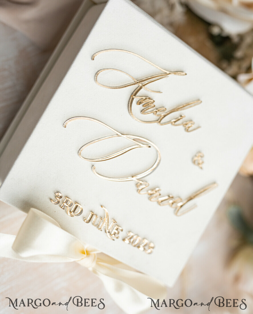 RING BEARER BOXES & PILLOWS Velvet ring box for wedding ceremony ivory Wedding Ring Boxes his hers, Luxury Velvet golden Ring box double, garden wedding ring box, ecru wedding box for wedding bands