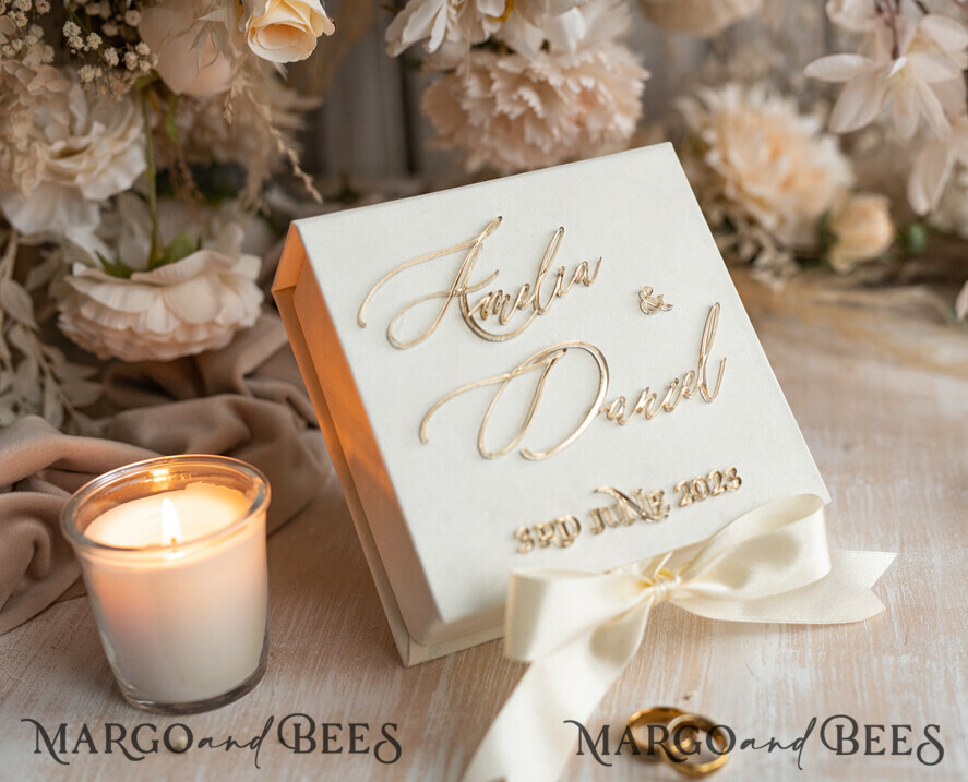 RING BEARER BOXES & PILLOWS Velvet ring box for wedding ceremony ivory Wedding Ring Boxes his hers, Luxury Velvet golden Ring box double, garden wedding ring box, ecru wedding box for wedding bands