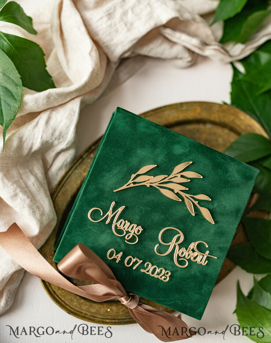 RING BEARER BOXES & PILLOWS Velvet ring box for wedding ceremony green Golden velvet Wedding Ring Box for ceremony, Ring Box for Wedding Ceremony 3 rings velvet, Boho Glam Wedding Ring Boxes his hers, Luxury Velvet Ring box double Custom Colors