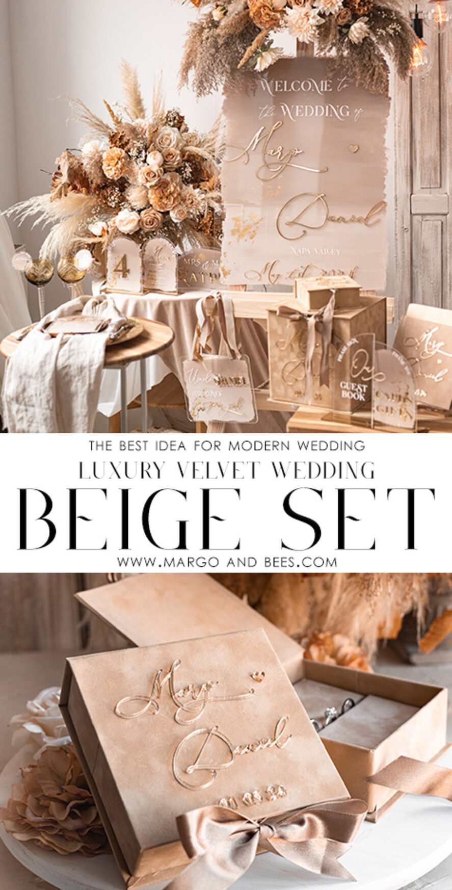 RING BEARER BOXES & PILLOWS Velvet ring box for wedding ceremony Beige Golden velvet Wedding Ring Box for ceremony, Nude Ring Box for Wedding Ceremony 3 rings velvet, Boho Glam Wedding Ring Boxes his hers, Luxury Velvet Ring box double Custom Colors