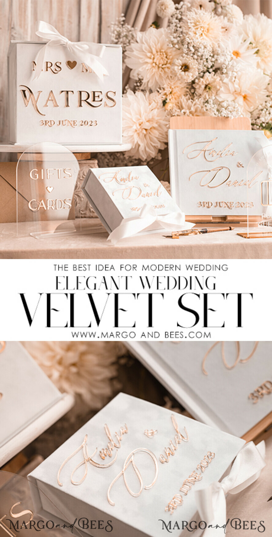 RING BEARER BOXES & PILLOWS Velvet ring box for wedding ceremony Pure White Ring Box for Wedding Ceremony 3 rings, White Golden velvet Wedding Ring Box for ceremony, Glamour Wedding Ring Boxes his hers, Luxury Velvet Ring box double Custom Colors