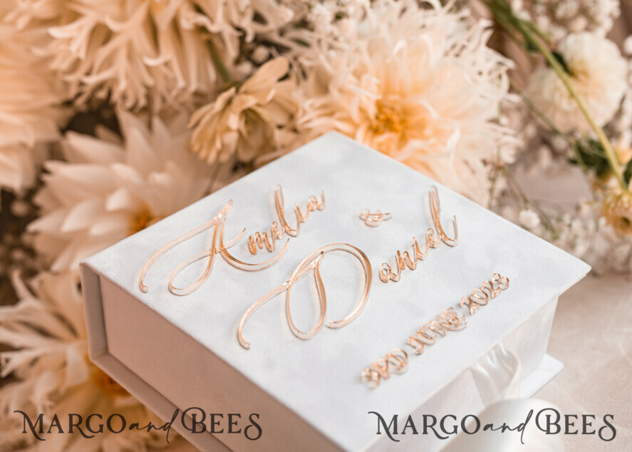 RING BEARER BOXES & PILLOWS Velvet ring box for wedding ceremony Pure White Ring Box for Wedding Ceremony 3 rings, White Golden velvet Wedding Ring Box for ceremony, Glamour Wedding Ring Boxes his hers, Luxury Velvet Ring box double Custom Colors