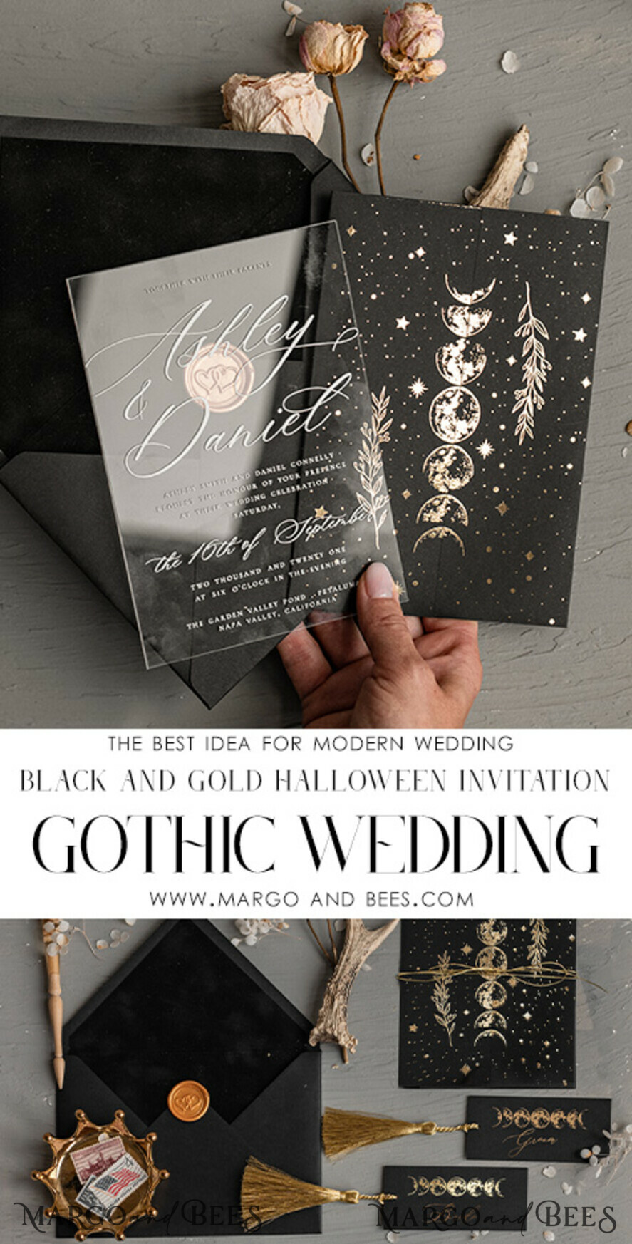 TABLE DECOR SIGNS glitter Halloween Wedding Table Cards, Black Wedding Table Numbers, Spooky Halloween Table Stand, Gothic Wedding Table Number, Skeleton Wedding Set black and gold