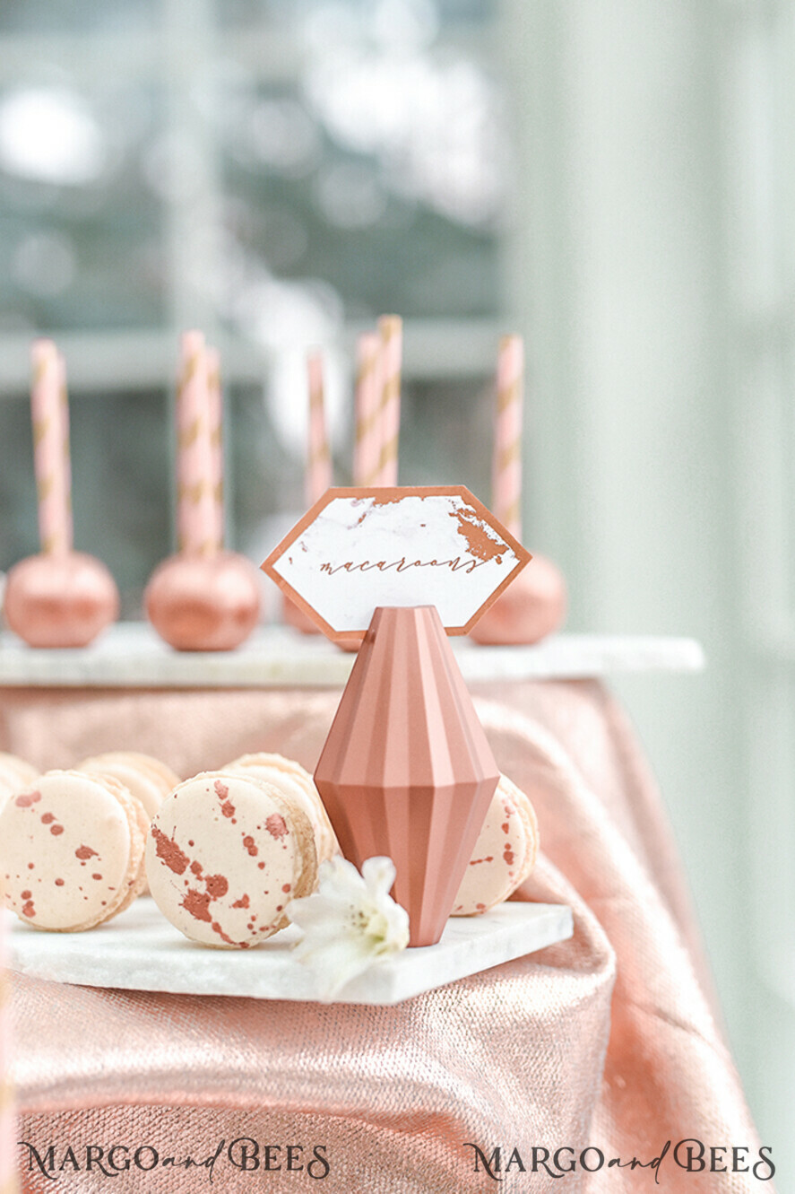 TABLE DECOR SIGNS glitter Copper Marble Wedding Table Sign, Geometric Love Is Sweet Wedding Table Sign, Dessert Table Sign, Copper Wedding Favor Table Signs, Dessert Table, Editable Text