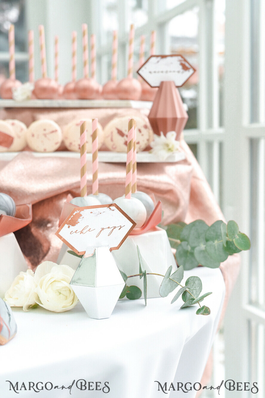 TABLE DECOR SIGNS glitter Copper Marble Wedding Table Sign, Geometric Love Is Sweet Wedding Table Sign, Dessert Table Sign, Copper Wedding Favor Table Signs, Dessert Table, Editable Text