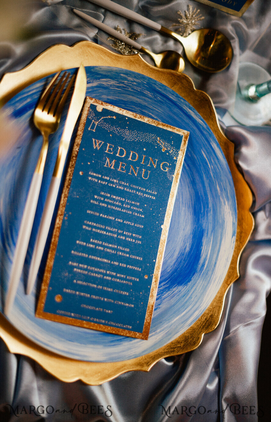 MENU & PROGRAMS glitter/ luxury premium Luxury Golden Shine Wedding Menu, Royal Navy Blue Wedding Menu Cards, Glamour Gold Foil Wedding Menu, Elegant, Bespoke Galaxy Menu, Stars Menu, Navy Blue Menu