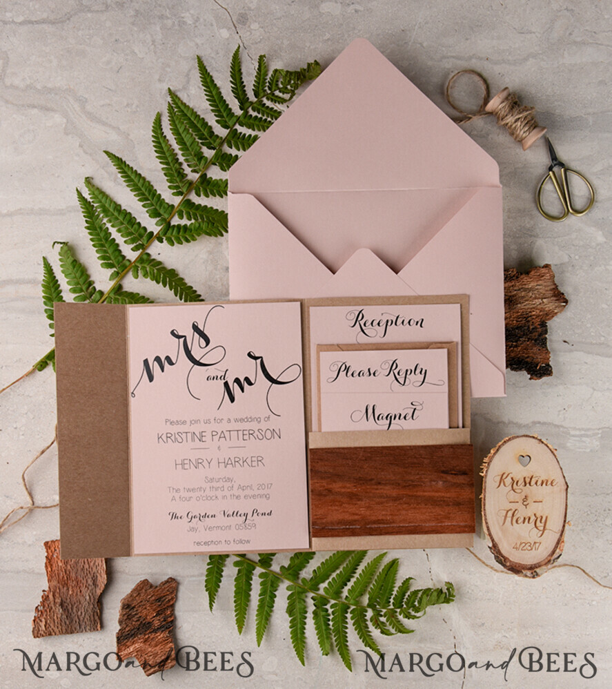 Handmade wedding invitation, personalized magnet stationery