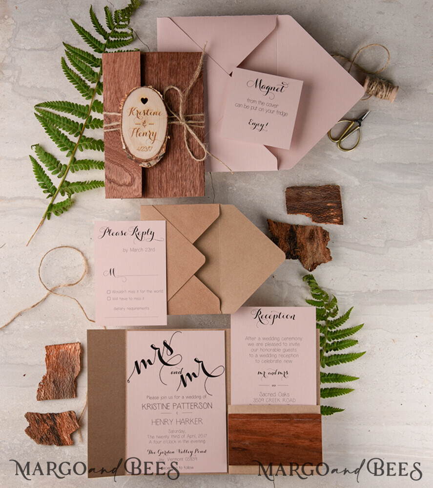 Handmade wedding invitation, personalized magnet stationery