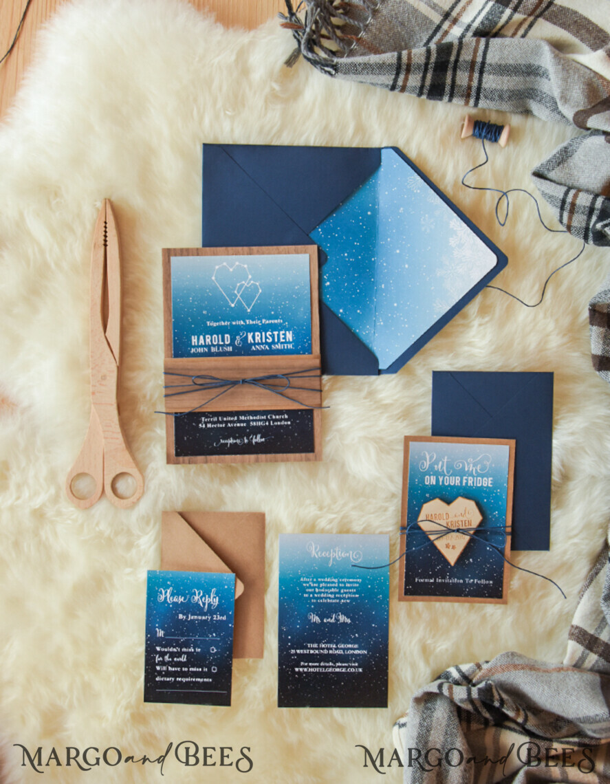 Wedding invitations online, wood magnet invites