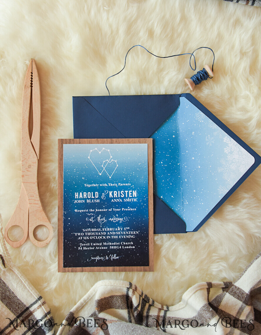 Wedding invitations online, wood magnet invites