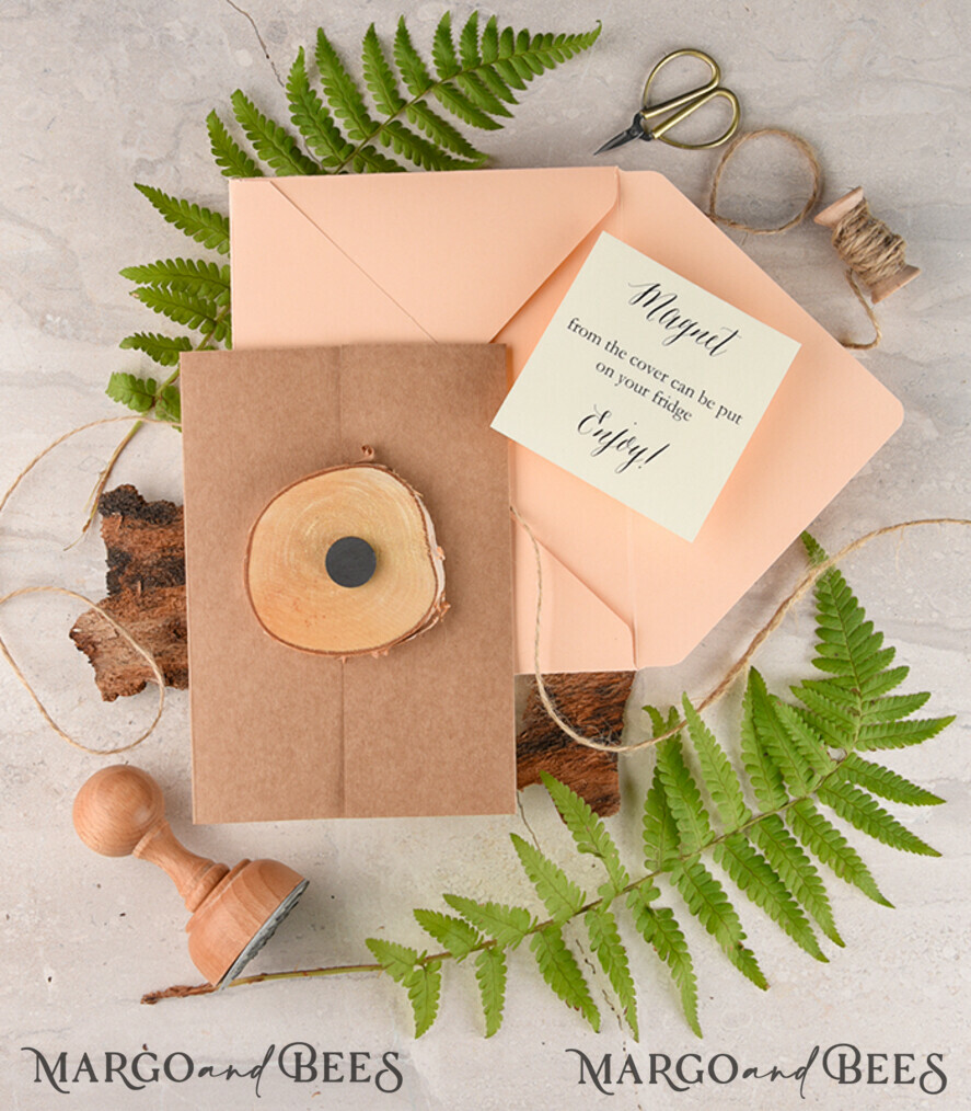 Beautiful wedding invitations, fridge magnet invites