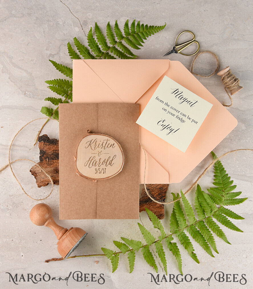 Beautiful wedding invitations, fridge magnet invites