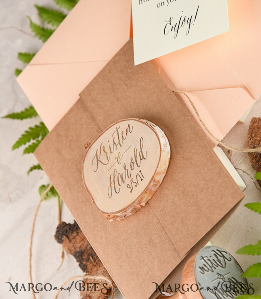 Beautiful wedding invitations, fridge magnet invites