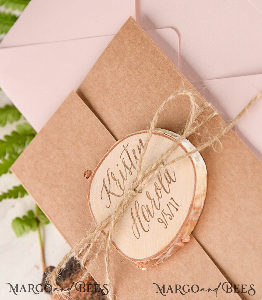Personalised wedding invitation, wooden magnet invites