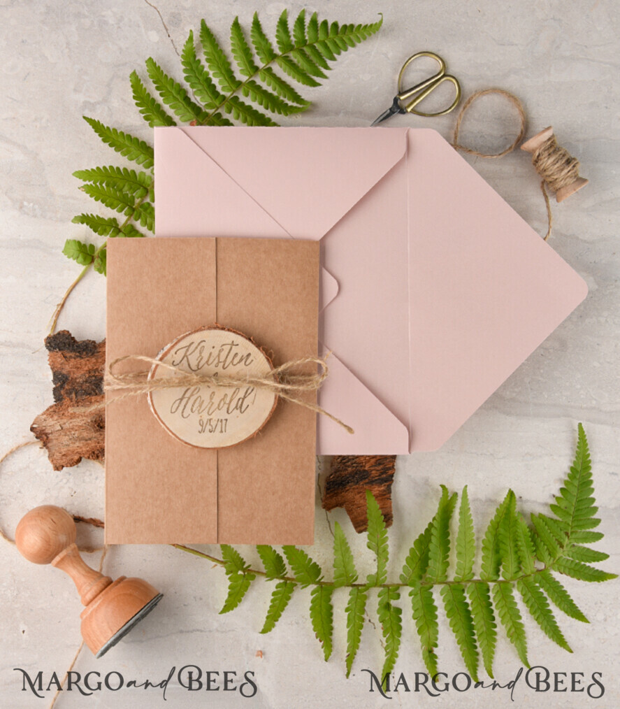Personalised wedding invitation, wooden magnet invites
