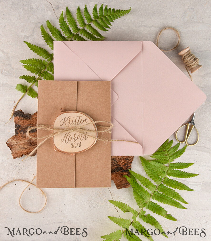 Personalised wedding invitation, wooden magnet invites
