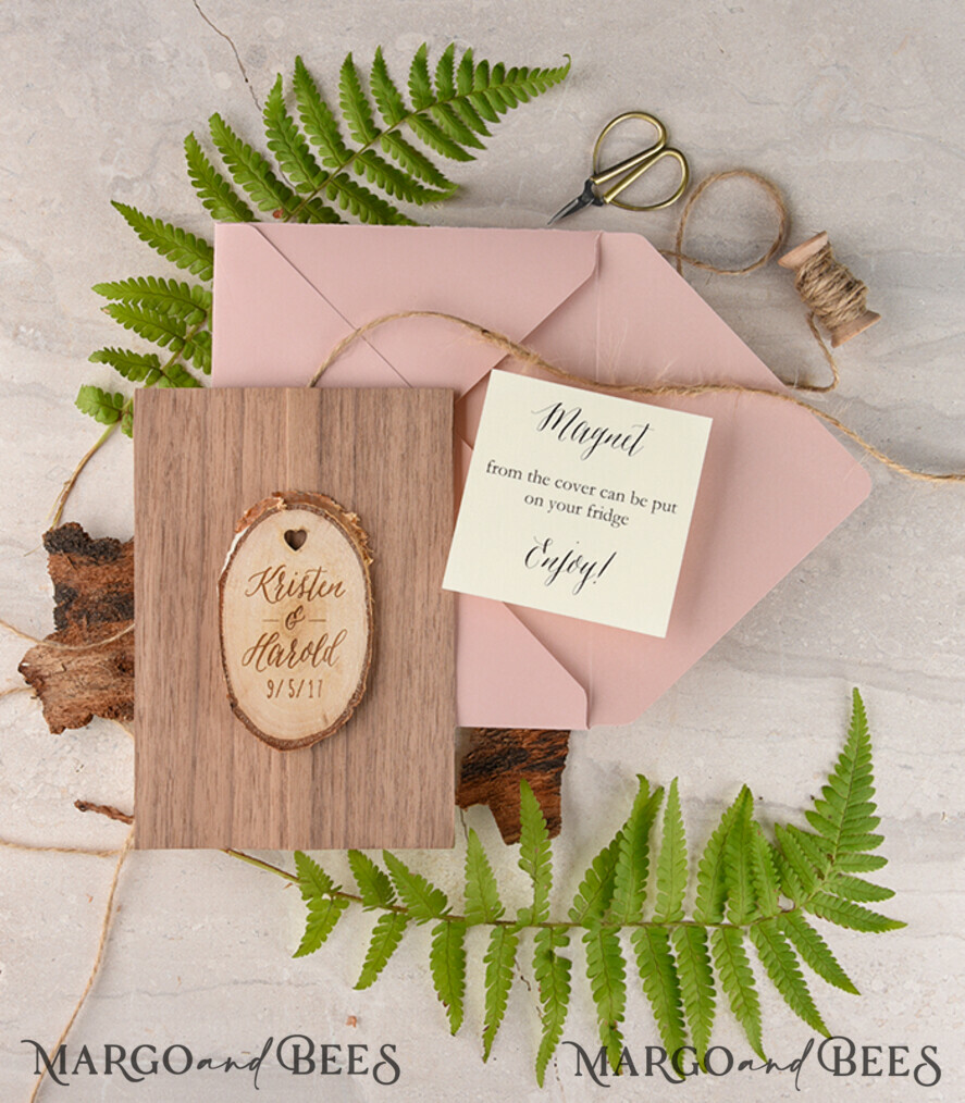 Wedding invitations suite, custom magnet stationery