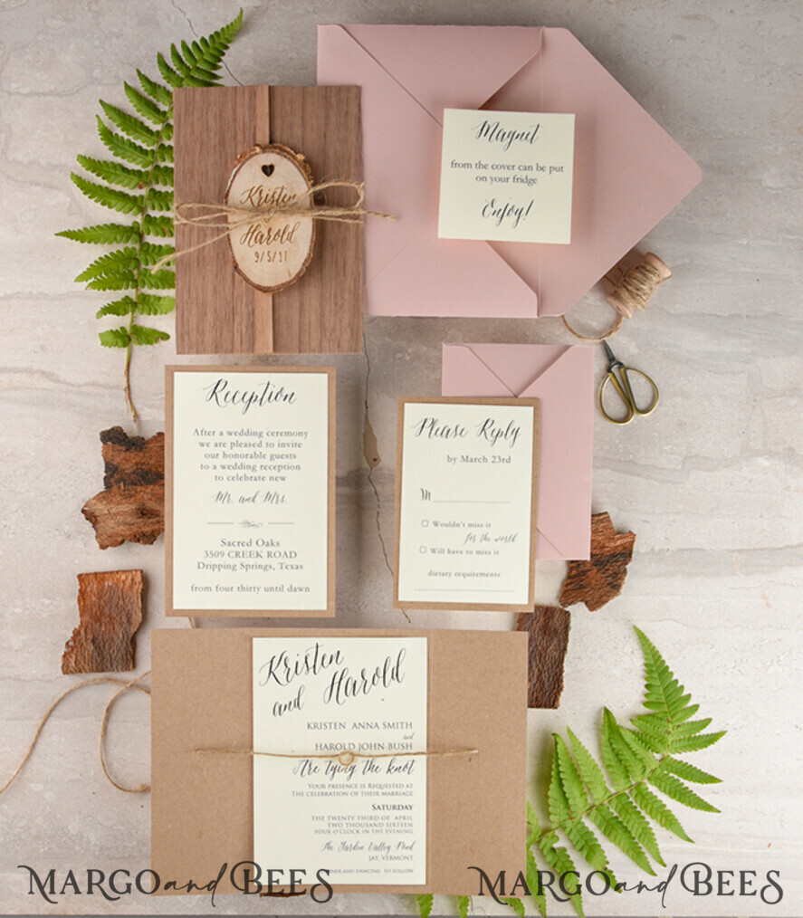 Wedding invitations suite, custom magnet stationery