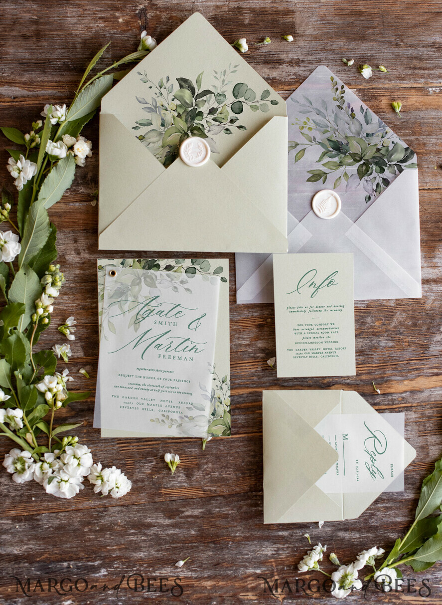 WEDDING INVITATIONS Modern Invites Floral Cards Olive wedding invitations, wedding invitations with olives, olive, olive leaves, floral wedding invitations, modern wedding invitations, vellum wedding invitations, vellum envelope, green wedding invitations, elegant wedding invitations, italian wedding invitations, italian style, italian romance, destination wedding, destination wedding invitations, greenery, pastel flowers, calligraphy, olive wedding cards, olive wedding accessories