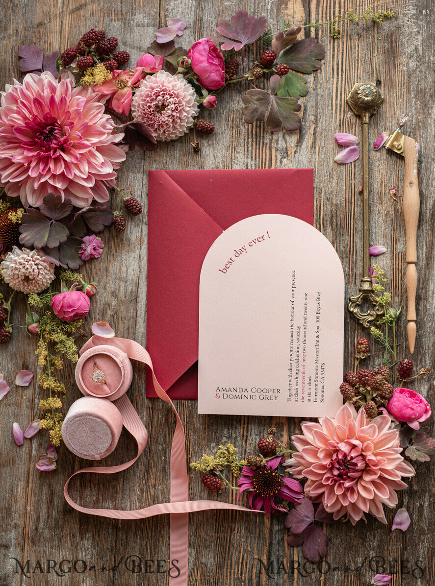 WEDDING INVITATIONS Modern Invites Floral Cards Geometric wedding invitations, geometric wedding cards, red wedding cards, marsala wedding invitations, red wedding invitations, ivory wedding invitations, red and ivory wedding invitations, ivory wedding stationery, ivory wedding accessories, oval wedding invitations, circle wedding cards, circle cards, ecru wedding invitations, modern wedding invitations, floral wedding invitations, elegant wedding invitations, vellum, vellum envelope