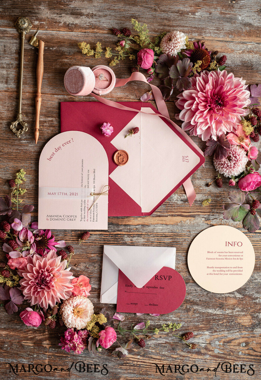 WEDDING INVITATIONS Modern Invites Floral Cards Geometric wedding invitations, geometric wedding cards, red wedding cards, marsala wedding invitations, red wedding invitations, ivory wedding invitations, red and ivory wedding invitations, ivory wedding stationery, ivory wedding accessories, oval wedding invitations, circle wedding cards, circle cards, ecru wedding invitations, modern wedding invitations, floral wedding invitations, elegant wedding invitations, vellum, vellum envelope