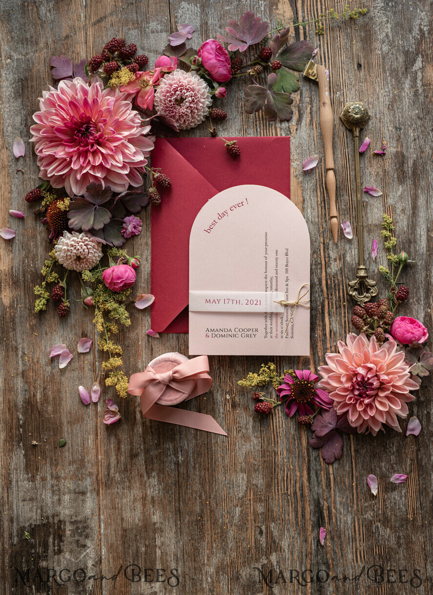 WEDDING INVITATIONS Modern Invites Floral Cards Geometric wedding invitations, geometric wedding cards, red wedding cards, marsala wedding invitations, red wedding invitations, ivory wedding invitations, red and ivory wedding invitations, ivory wedding stationery, ivory wedding accessories, oval wedding invitations, circle wedding cards, circle cards, ecru wedding invitations, modern wedding invitations, floral wedding invitations, elegant wedding invitations, vellum, vellum envelope