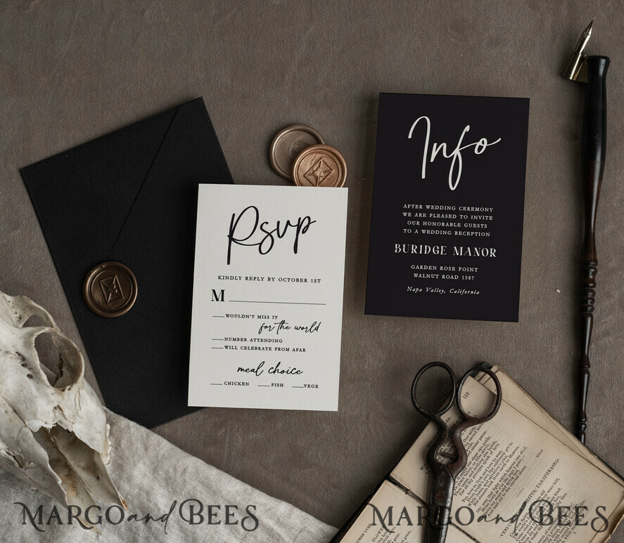 WEDDING INVITATIONS Modern Invites Floral Cards Halloween Wedding Invitations Suite, Black Invitations, Tarot Cards Invites, Gothic Wedding Invitation Cards, The Lovers Skeleton Wedding Set black