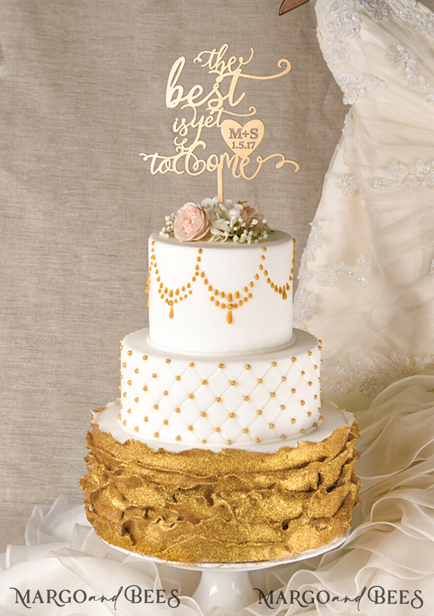 CAKE TOPPER gold cake topper, elegant cake topper