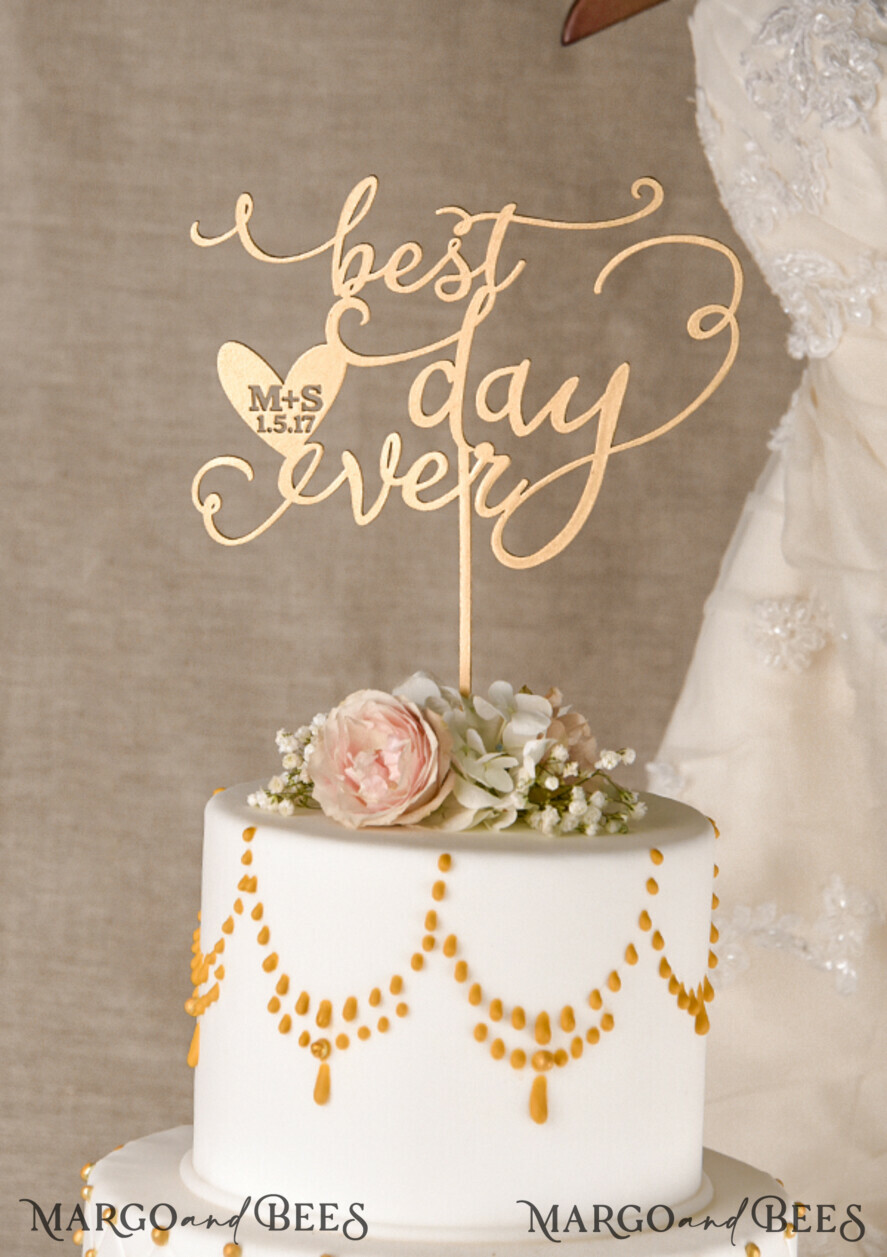 CAKE TOPPER gold wedding cake topper, gold cake topper