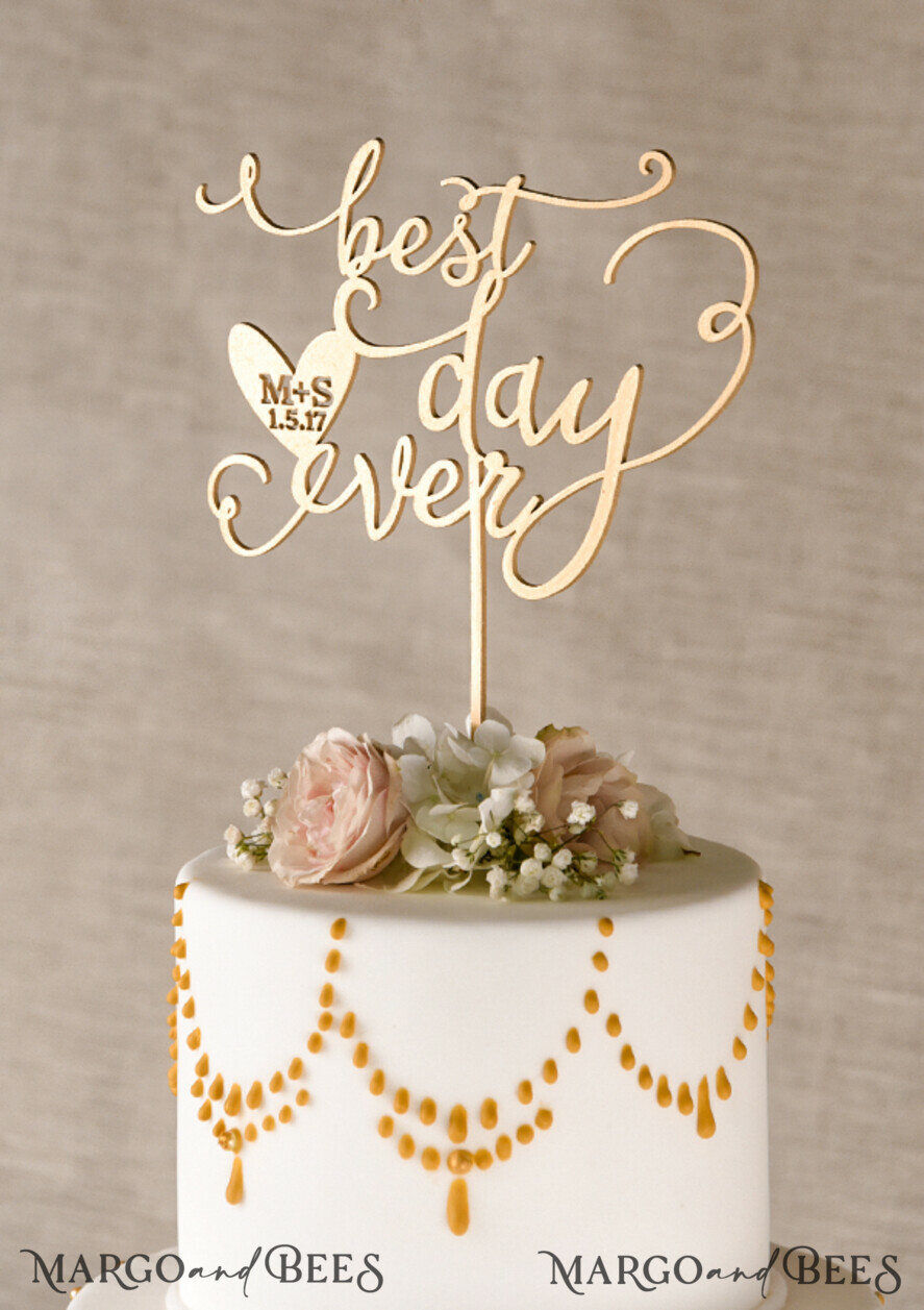 CAKE TOPPER gold wedding cake topper, gold cake topper