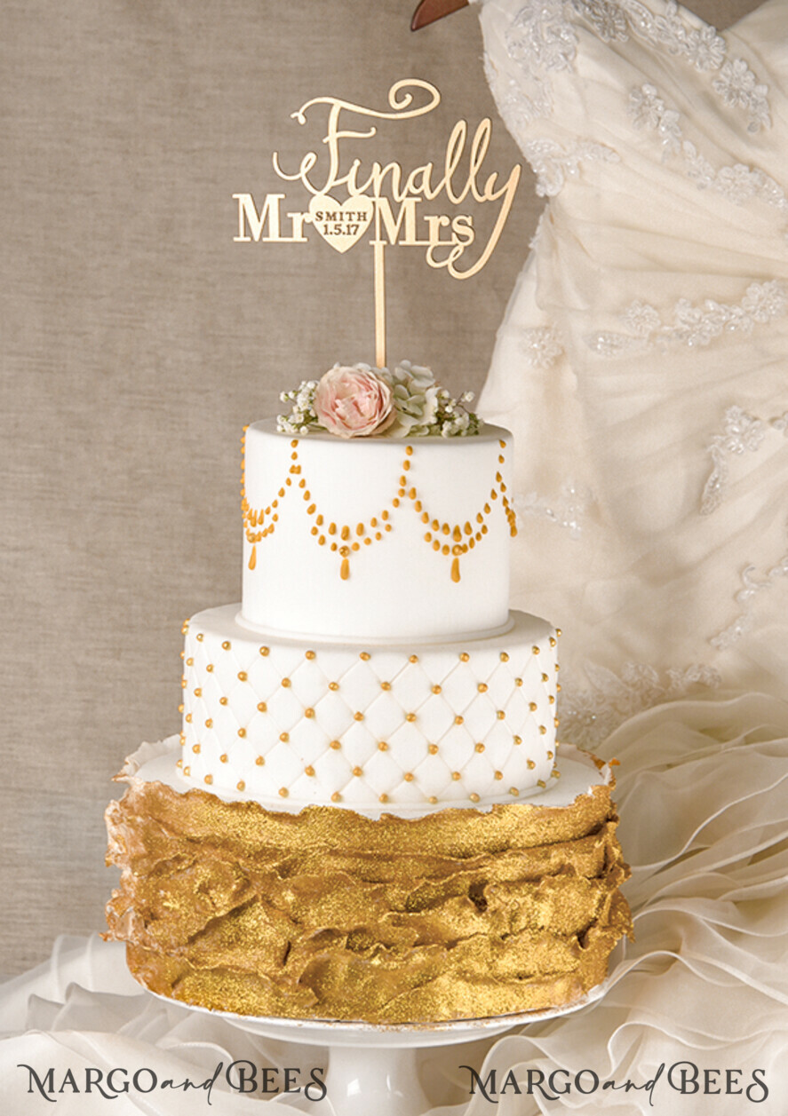 CAKE TOPPER gold topper, elegant cake topper