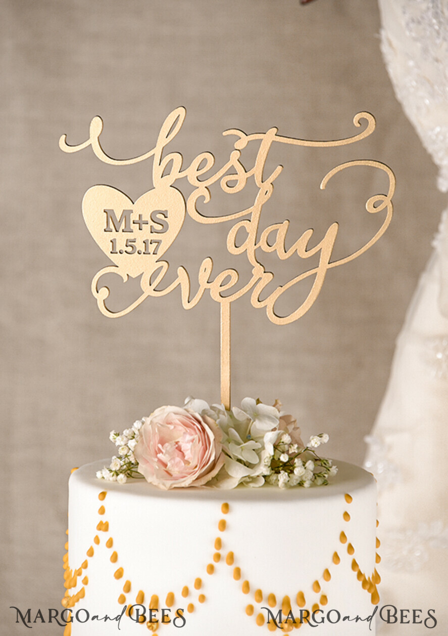 CAKE TOPPER gold cake topper, golden cake topper