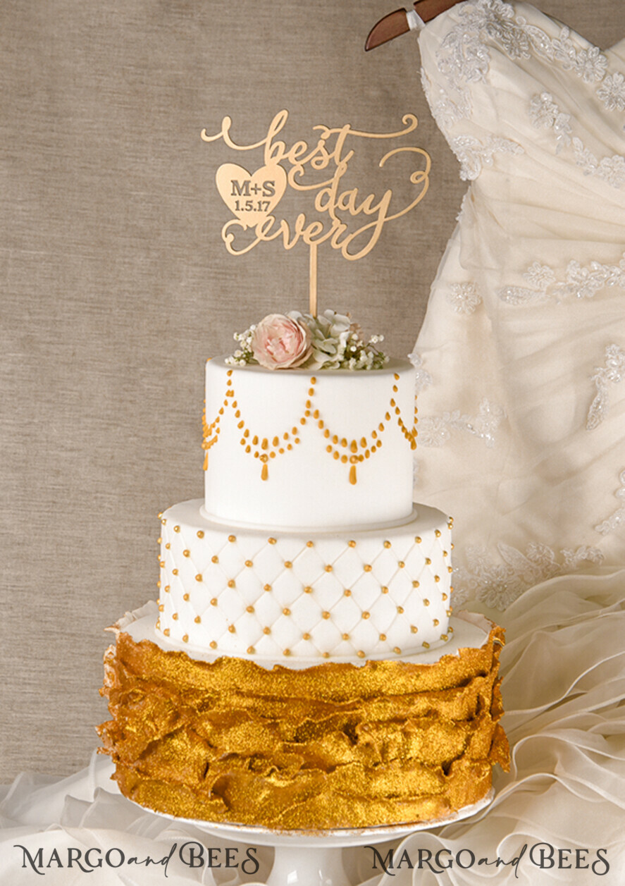CAKE TOPPER gold cake topper, golden cake topper